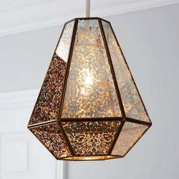 Diamond Pendant Shade Easy Fit - Gold, Glass image