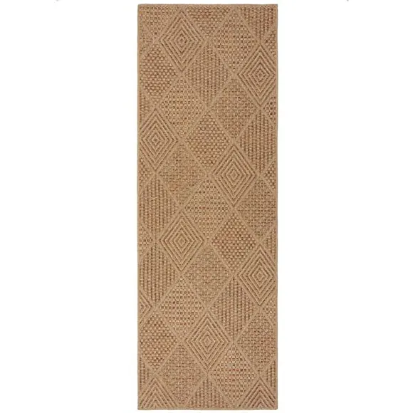 Diamond Runner Rug Indoor Outdoor - Natural