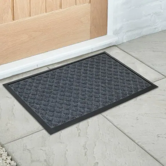 Diamond Textured Doormat - Grey, Polypropylene image