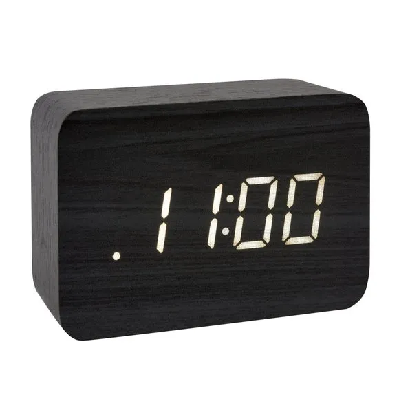 Digital LED Alarm Clock - Black, Wood