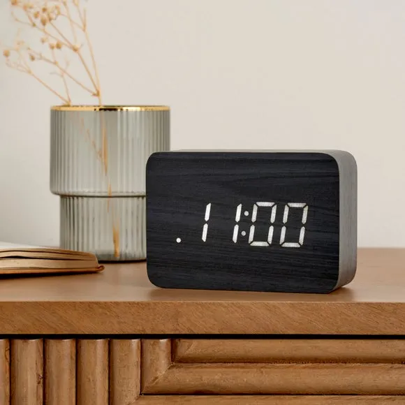 Digital LED Alarm Clock - Black, Wood image
