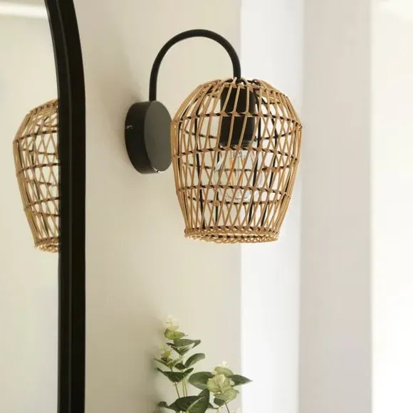 Dimmable Wall Light - Natural, Faux Rattan