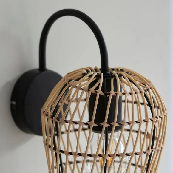 Dimmable Wall Light - Natural, Faux Rattan