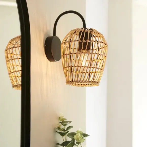 Dimmable Wall Light - Natural, Faux Rattan