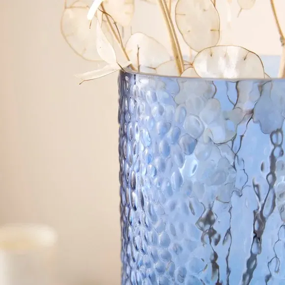 Dimpled Glass Vase - Blue, Glass
