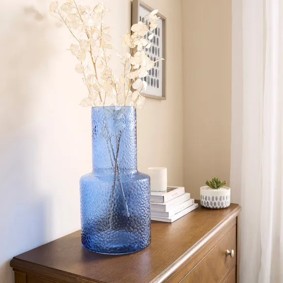 Dimpled Glass Vase - Blue, Glass image