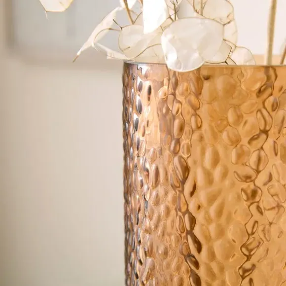 Dimpled Glass Vase - Brown, Glass