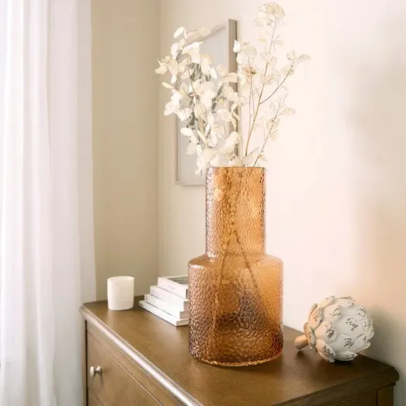 Dimpled Glass Vase - Brown, Glass