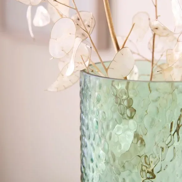 Dimpled Glass Vase - Green, Glass