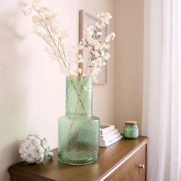 Dimpled Glass Vase - Green, Glass