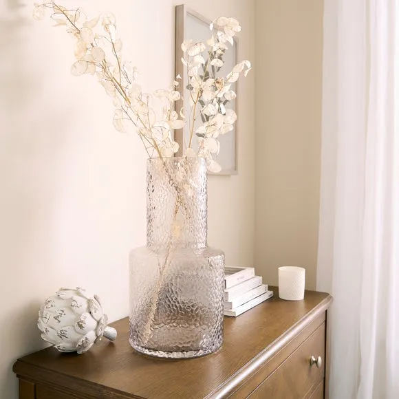 Dimpled Glass Vase - Smoke, Glass