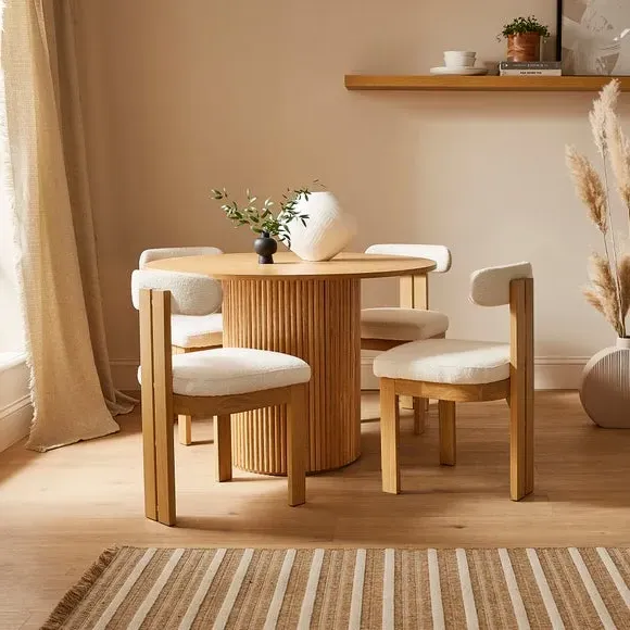 Dining Chair High-Back - Ivory, Boucle