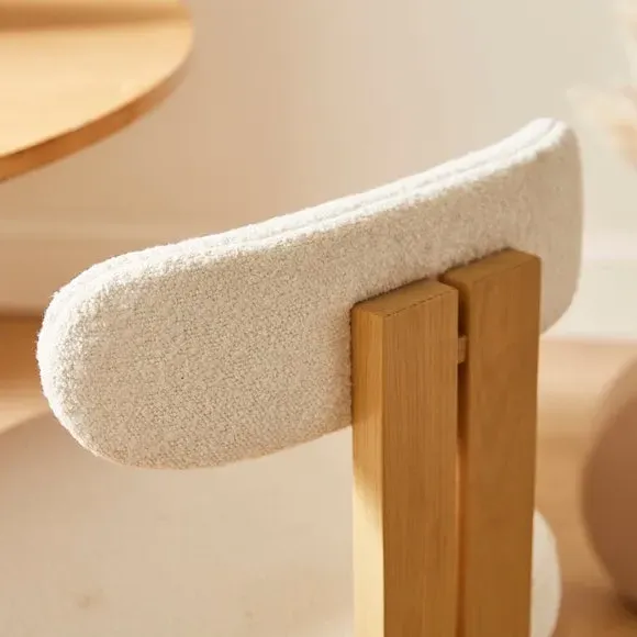 Dining Chair High-Back - Ivory, Boucle