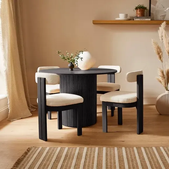 Dining Chair High-Back - Ivory, Boucle