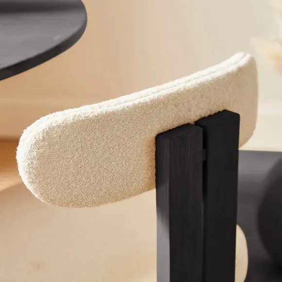 Dining Chair High-Back - Ivory, Boucle