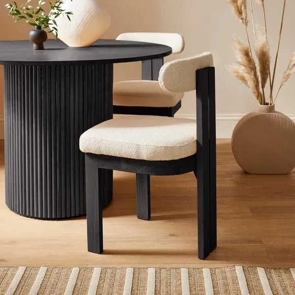 Dining Chair High-Back - Ivory, Boucle