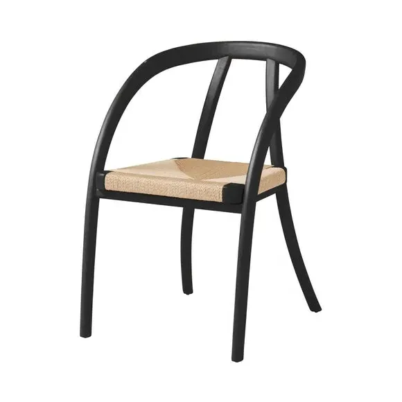 Dining Chair with Armrests - Black, Beech