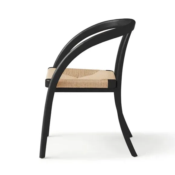 Dining Chair with Armrests - Black, Beech