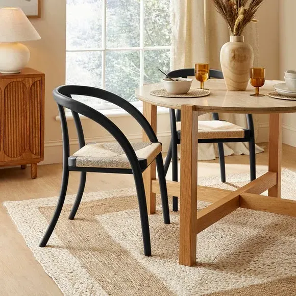 Dining Chair with Armrests - Black, Beech image