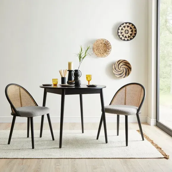 Dining Chair with Boucle Upholstery - Grey