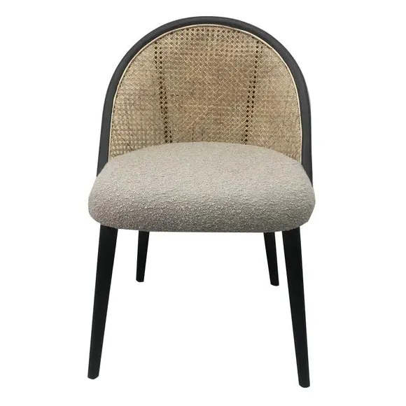 Dining Chair with Boucle Upholstery - Grey