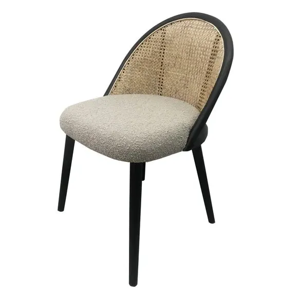 Dining Chair with Boucle Upholstery - Grey
