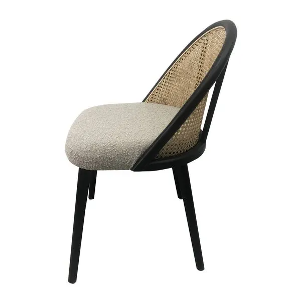Dining Chair with Boucle Upholstery - Grey
