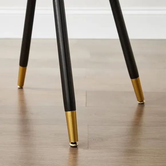 Dining Chair with Brass Legs - Black, Velvet