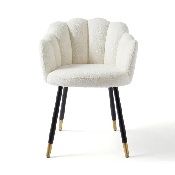 Dining Chair with Brass Legs - Ivory, Boucle