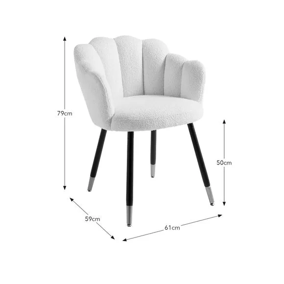 Dining Chair with Brass Legs - Ivory, Boucle