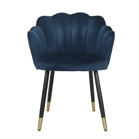 Dining Chair with Brass Legs - Midnight, Velvet