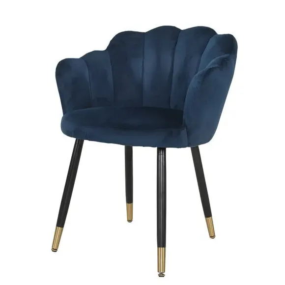 Dining Chair with Brass Legs - Midnight, Velvet
