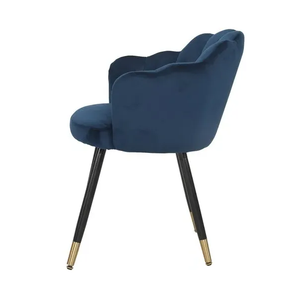 Dining Chair with Brass Legs - Midnight, Velvet