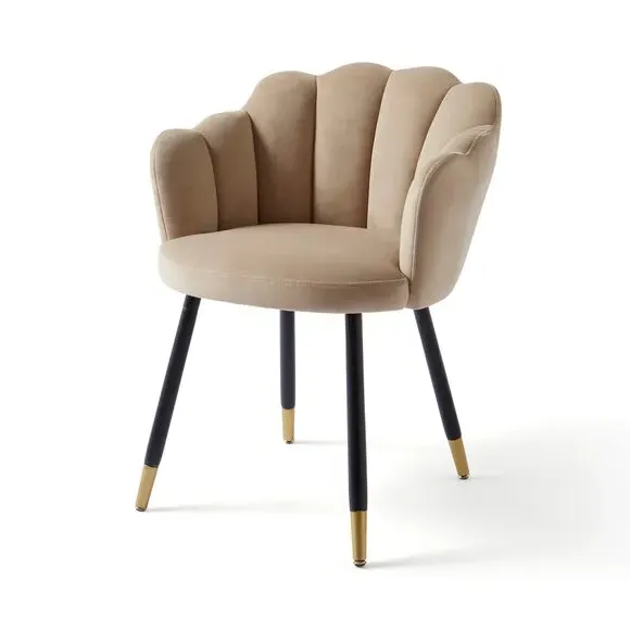 Dining Chair with Brass Legs - Mink, Velvet