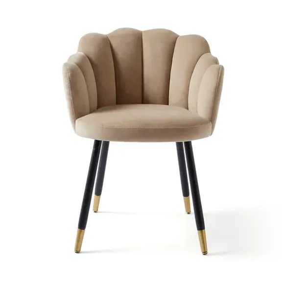 Dining Chair with Brass Legs - Mink, Velvet
