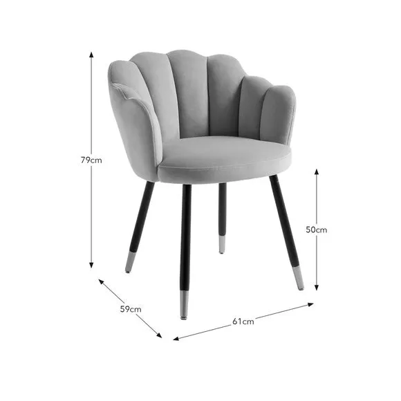 Dining Chair with Brass Legs - Mink, Velvet