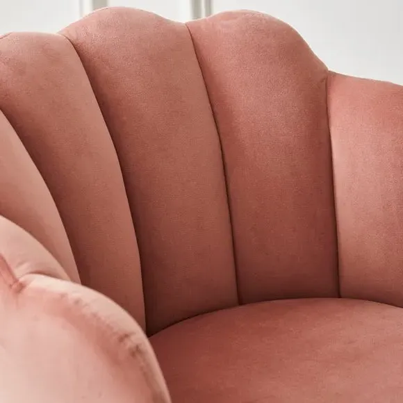 Dining Chair with Brass Legs - Rose, Velvet