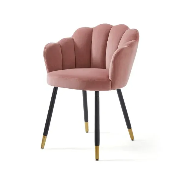 Dining Chair with Brass Legs - Rose, Velvet