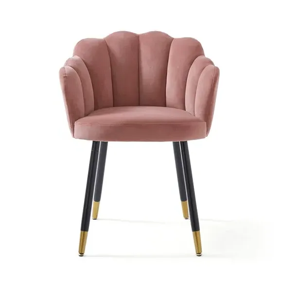 Dining Chair with Brass Legs - Rose, Velvet
