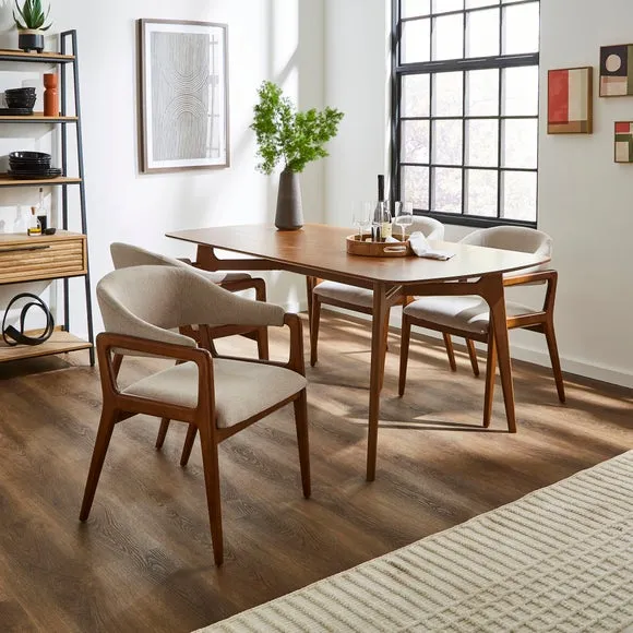Dining Chair with Curved Back - Dark Oak, Fabric