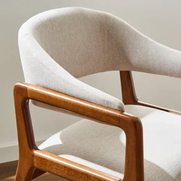 Dining Chair with Curved Back - Dark Oak, Fabric