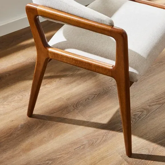 Dining Chair with Curved Back - Dark Oak, Fabric