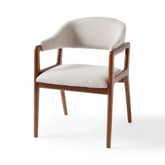 Dining Chair with Curved Back - Dark Oak, Fabric