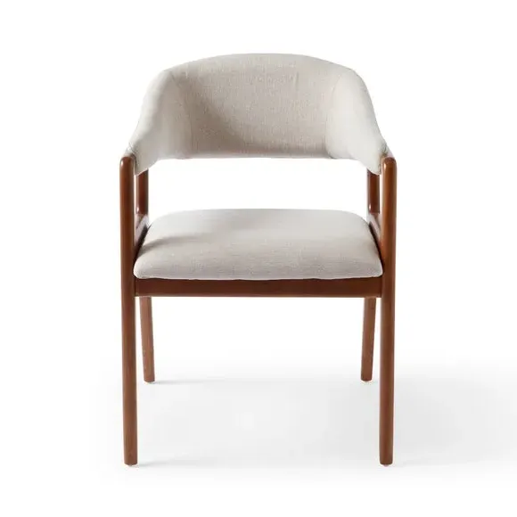 Dining Chair with Curved Back - Dark Oak, Fabric