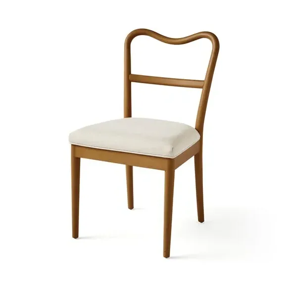 Dining Chair with Curved Back - Dark Wood, Fabric