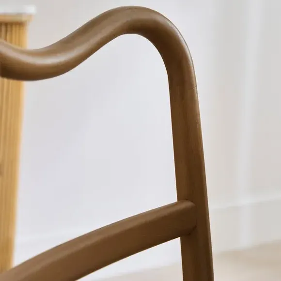 Dining Chair with Curved Back - Dark Wood, Fabric