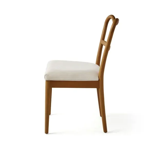 Dining Chair with Curved Back - Dark Wood, Fabric
