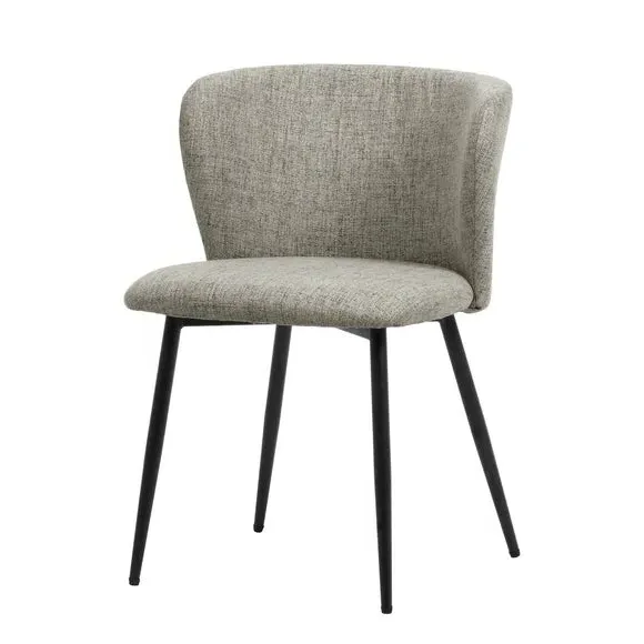 Dining Chair with Curved Back - Grey, Linen