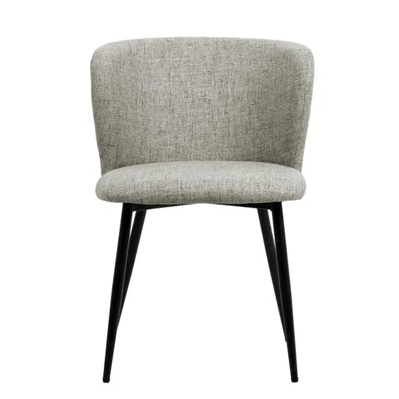 Dining Chair with Curved Back - Grey, Linen