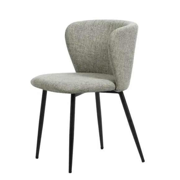 Dining Chair with Curved Back - Grey, Linen